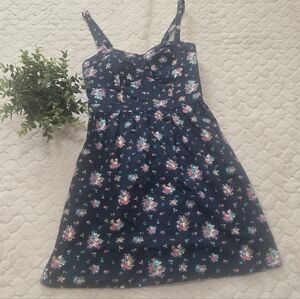 Floral Navy Sundress with Spaghetti Straps